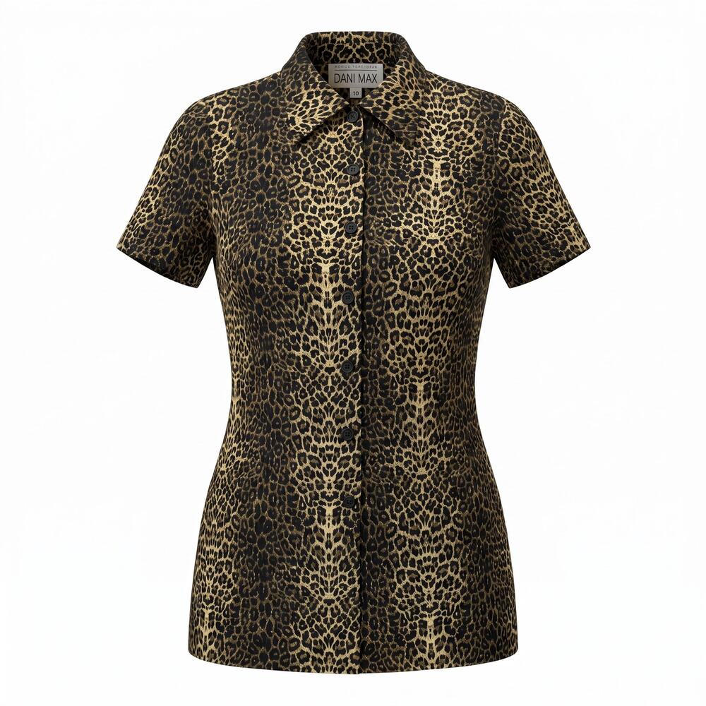 Dani Max Lois Snyder Size 10 Leopard Print Semi Sheer Longline Blouse